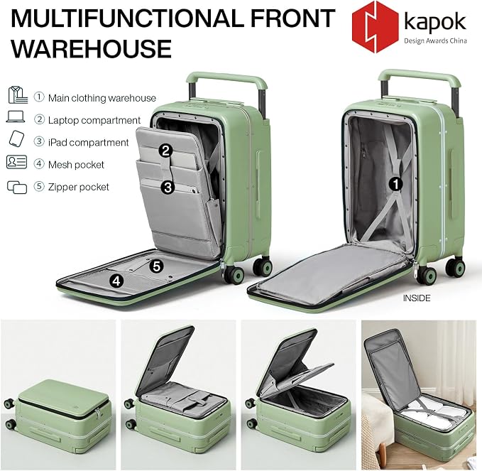 mixi Carry On Luggage Wide Handle Luxury Design Rolling Travel Suitcase PC - Image 3