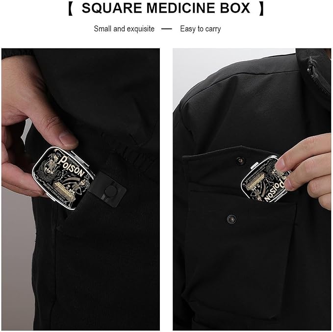 Metal 2 Compartment Pill Organizer Travel Friendly Portable Compact Pill Box - Image 5