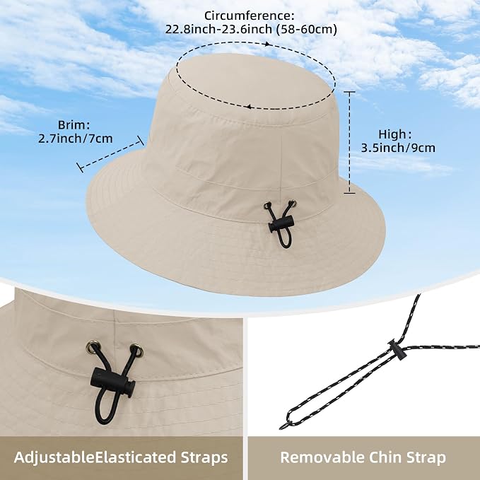 Durio Waterproof Bucket Hats for Woman UPF 50+ Sun Hat UV Protection Packable - Image 3