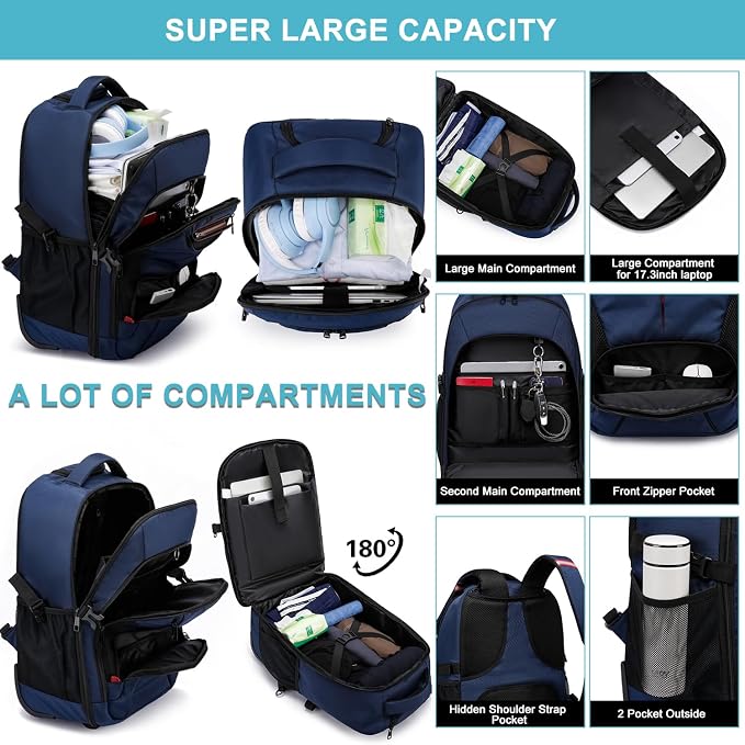 Rolling Backpack for Adults, 17inch Laptop Travel Backpack - Image 2