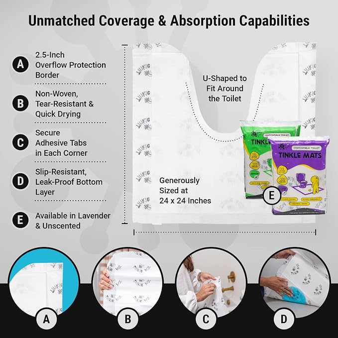 Tinkle Mat Disposable Toilet Commode Mat – Super Absorbent, Deodorizing Toilet - Image 5