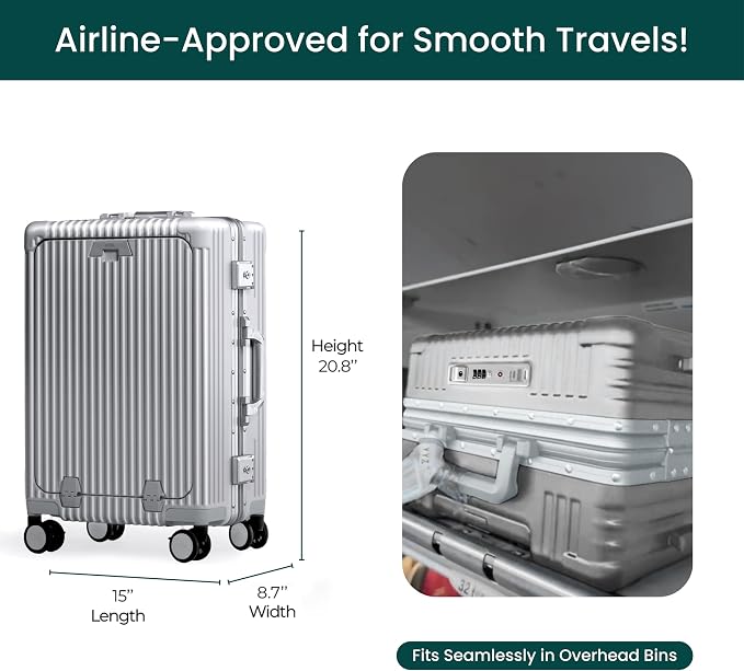 Nobl Travel Carry On Luggage, Noble Zipperless Aluminum Frame PC Hard Shell - Image 4