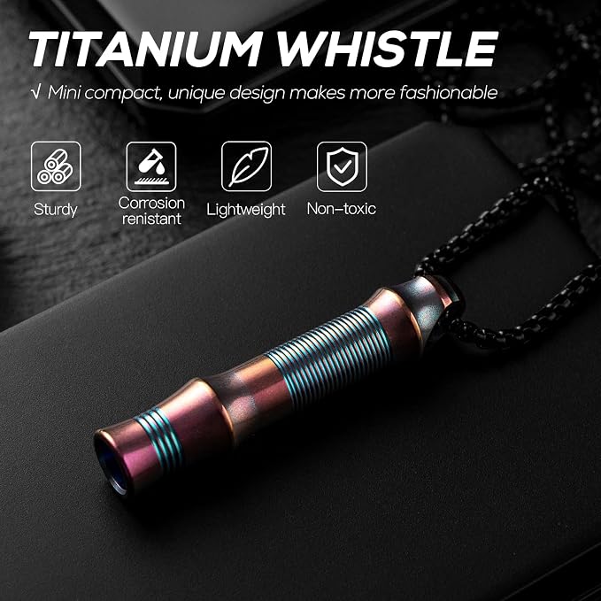 TISUR Titanium Emergency Whistle, EDC Safety Whistles Necklace Loud up to 120db - Image 5