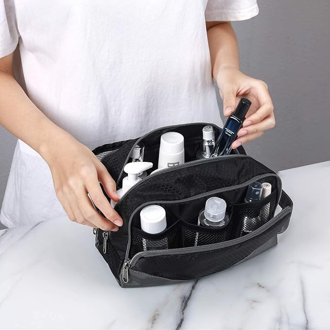 Gonex Travel Toiletry Bag Nylon, Dopp Kit Shaving Bag Toiletry Organizer Black - Image 4