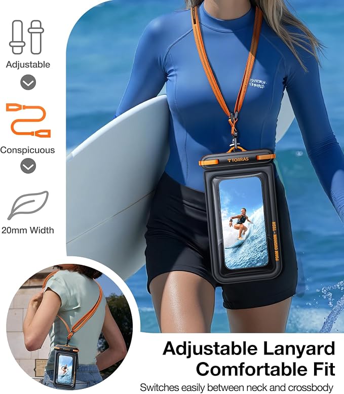 TORRAS IP68 Waterproof Phone Pouch Double Space, Floating Waterproof Phone Case - Image 8