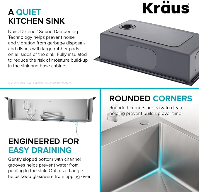 KRAUS Fairlane 33-inch Drop In/Top Mount Single Bowl 18-Gauge Stainless Steel - Image 7