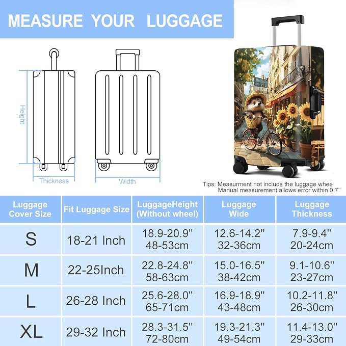 Raccoon Luggage Cover Washable Suitcase Protector Anti-Scratch, Stretchable Fit - Image 6