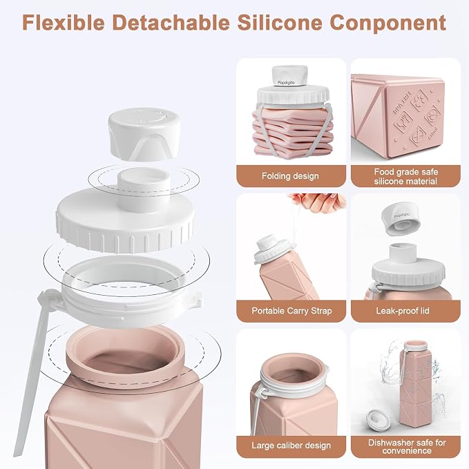 Collapsible Water Bottles, Portable Lightweight Reusable Leak-Proof BPA-Free - Image 6