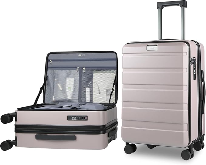 KROSER Carry On Luggage with Spinner Wheels & Built-in TSA Lock, Expandable Top by KROSER