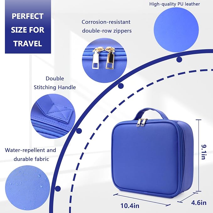 Travel Makeup Bag with LED Lighted Mirror, Travel Makeup Organizer, 3 Color - Image 3