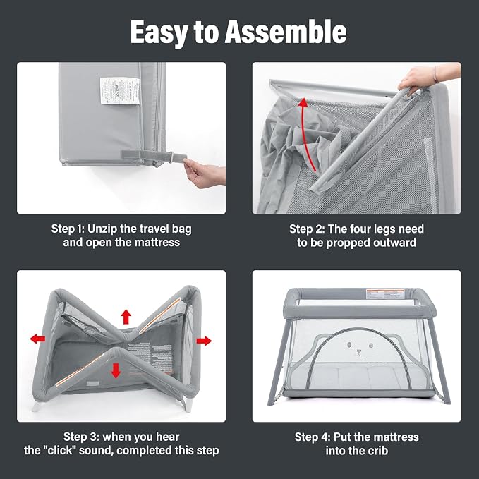 Travel Crib, Portable Crib for Baby, Pack and Play for Babies and Toddler - Image 4