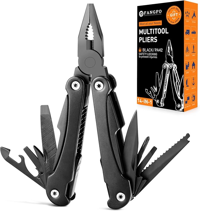 14 IN 1 Multitool Pliers with Pocket Clip, Portable Multi Tool, Pocket Knife by fangfo