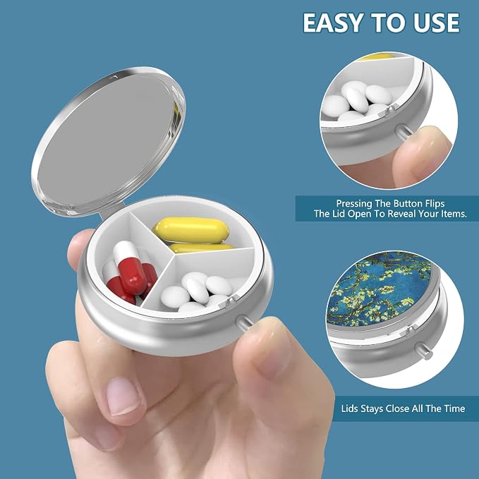 Pill Box 3 Compartment Small Pill Case, Portable - Image 4