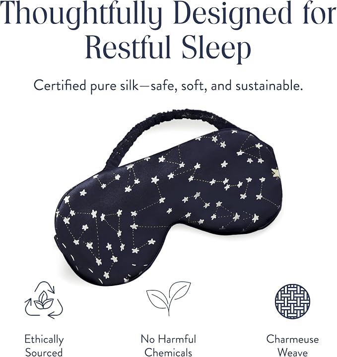 Brooklinen Silk Eye Mask for Sleeping – Celestial Blue, 100% Mulberry Silk - Image 3