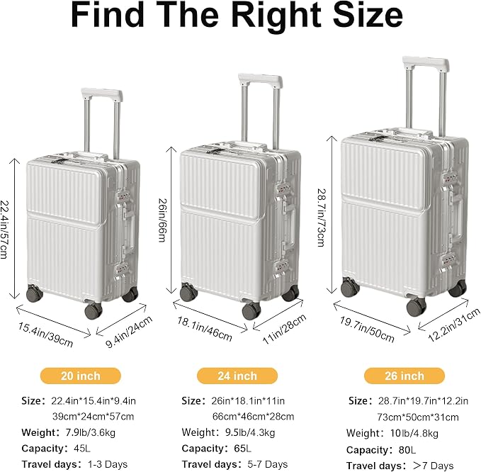 Hard Shell Luggage 20 Inch Travel Luggage, Carry-On Luggage Spinner TSA - Image 8