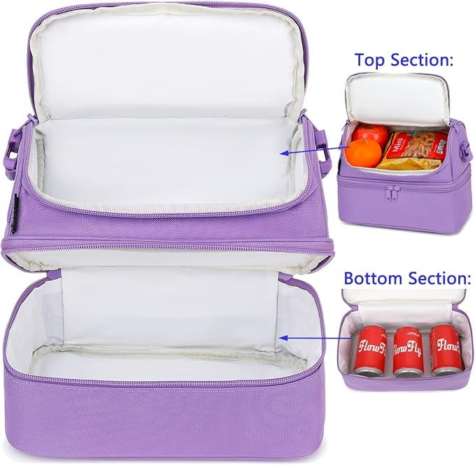 FlowFly Double Decker Cooler Insulated Lunch Bag Large Tote - Image 4