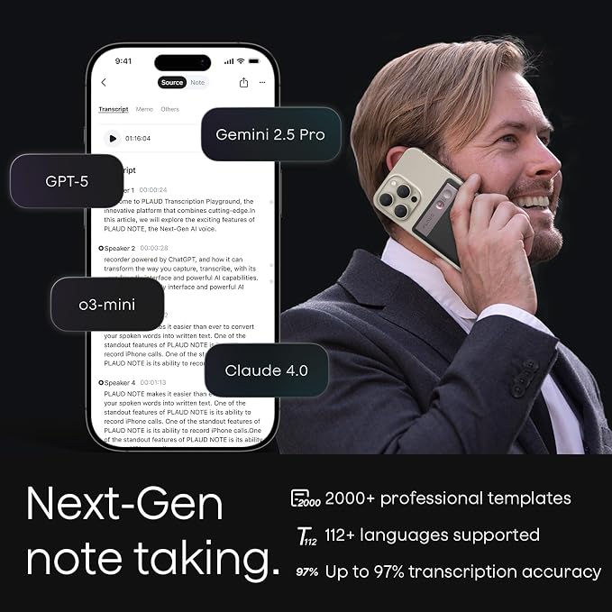 AI Voice Recorder, Note Voice Recorder w/Case, App Control, Transcribe & - Image 3