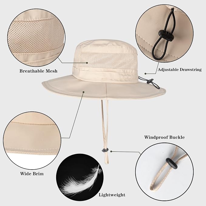 Sun Hat for Men/Women, UPF 50+ Fishing Hat, Waterproof Wide Brim Bucket Hat - Image 3
