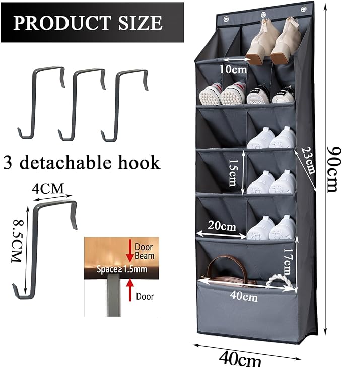 Over the Door Shoe Organizer, Oxford 600D Fabric Shoe Storage Rack - Image 2