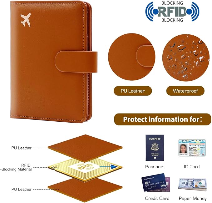Melsbrinna Premium Leather Passport Holder Covers Case, Waterproof Rfid - Image 3