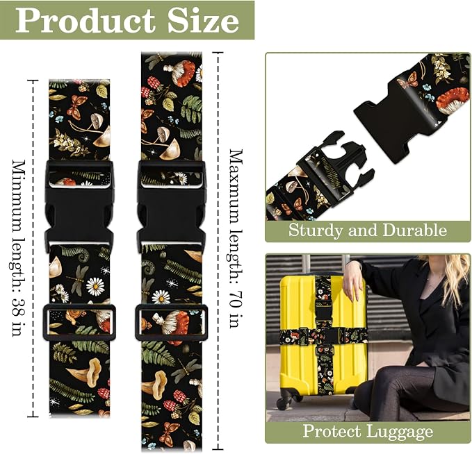 Mushroom Luggage Straps for Suitcases TSA Approved, Luggage Identifiers for - Image 2