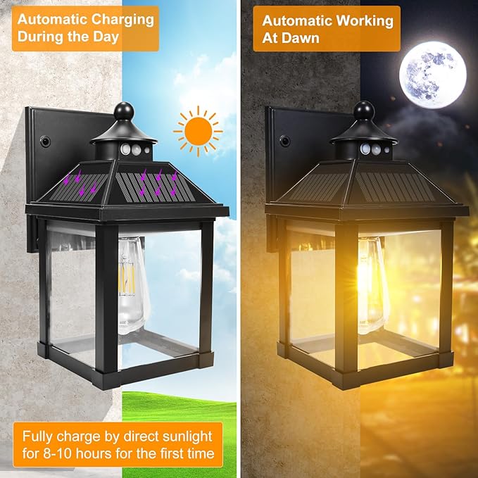 Solar Wall Lights Outdoor, Dusk to Dawn Motion Sensor Lights Waterproof - Image 2