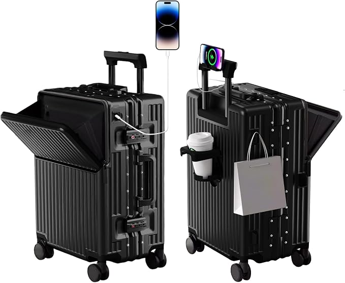 Zipperless Luggage, Polycarbonate Aluminum Hard Shell, Expandable Carry-On by cycyCarry