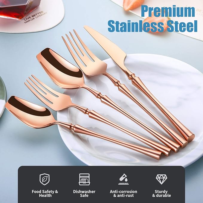 20-Piece Rose Gold Silverware Set - Image 3