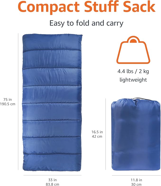 Amazon Basics 30°F Cool Weather Sleeping Bag, 75 Inches x 33 Inches - Image 4