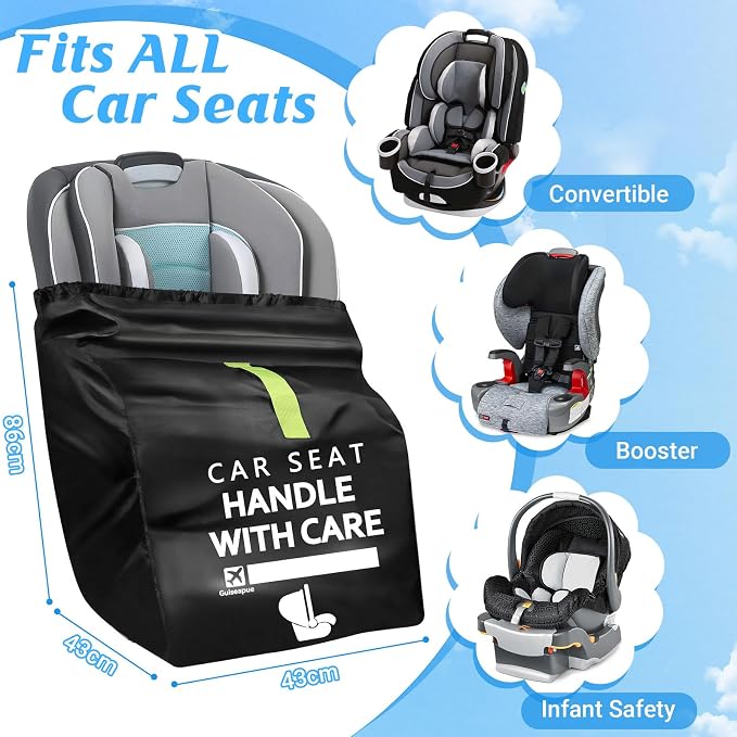 Guiseapue Car Seat Travel Bag for Airplane: Car Seat Bags for Air Travel Fit - Image 4