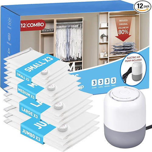 12 Pack Vacuum Storage Bags by Beglero