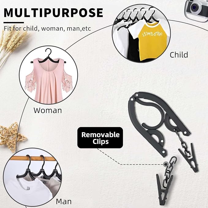 12pcs Black Travel Hangers - Image 8