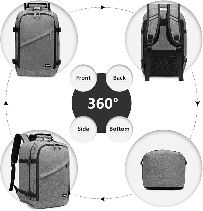 Kono Carry on Backpack, Waterproof Lightweight Daypack - Image 6