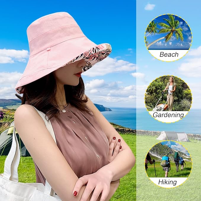 Women Wide Brim Sun Hats Metal Wired Edge Summer UV Protection Beach Fishing Hat - Image 4
