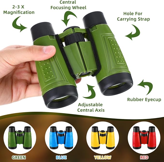 Wettarn 24 Pack Kid Mini Compact Binocular Compass Magnifying Glass Set - Image 3