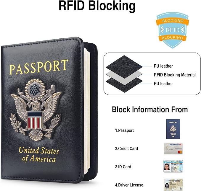 Passport Holder for Travel Passport Cover for Men Passport Wallet Case - Image 2