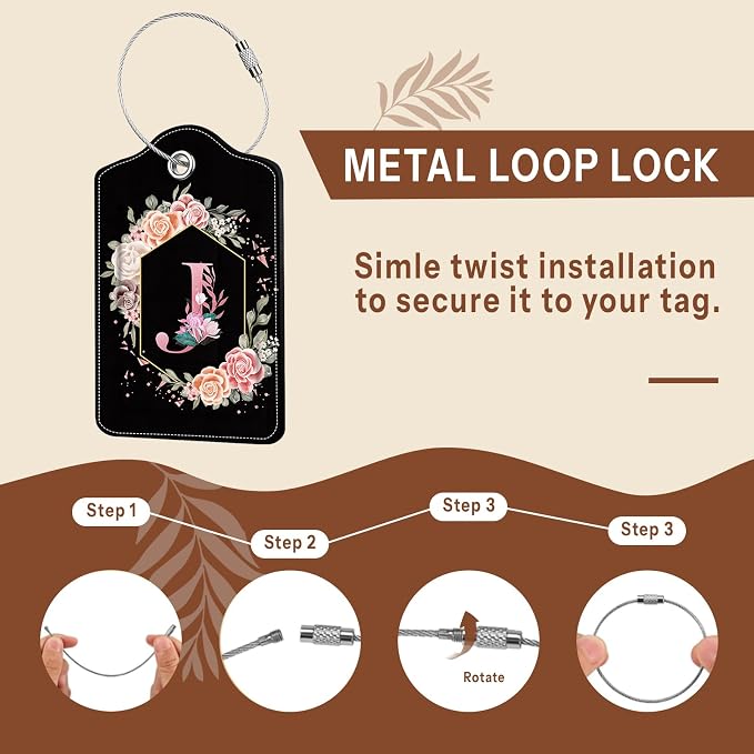 2Pcs Letter J Luggage Tag for Women, Name ID Labels - Image 5