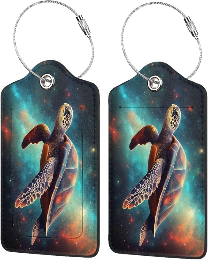 Sea Turtle Leather Luggage Tag by Ovitssrk