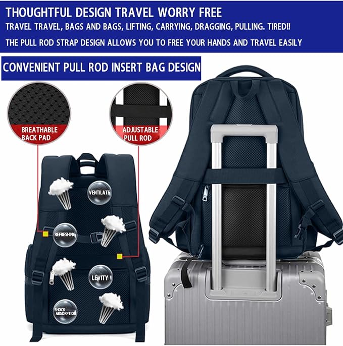 Multi-Functional Travel Laptop Backpack, Water-Resistant Large Capacity Bookbag - Image 6