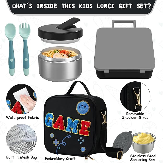 Kids Bento Lunch Box with 8oz Soup Thermo, Kids Leakproof Lunch Food Containers - Image 3