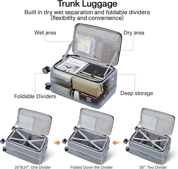 Hanke 28 Inch Luggage with Cup Holder and Charge, Top Opening Hard Shell - Image 4