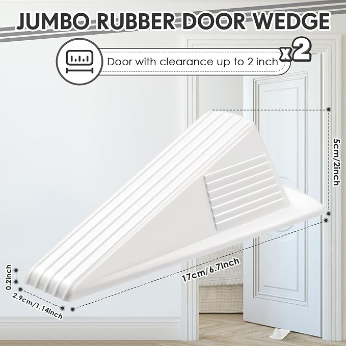 Frienda 2 Pcs Jumbo Door Stoppers Heavy Duty Door Stopper Tall up to 2inch Tall - Image 2