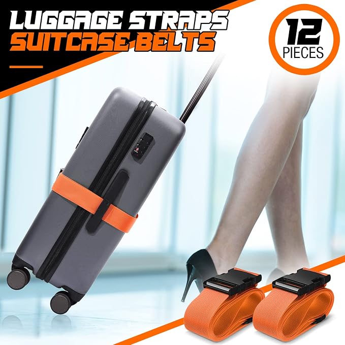Eccliy 12 Pack Luggage Straps Suitcase Belts Wide Adjustable Packing Straps - Image 2