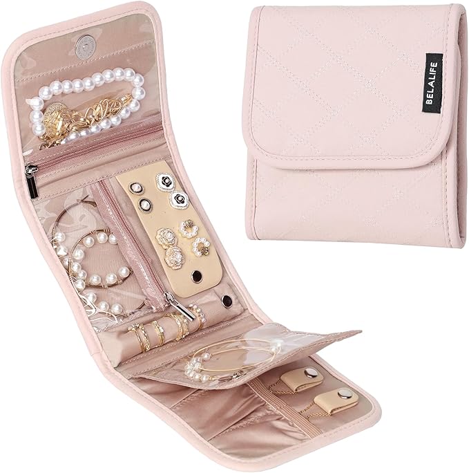 BELALIFE Travel Jewelry Case Organizer, Small Foldable Storage Roll by BELALIFE