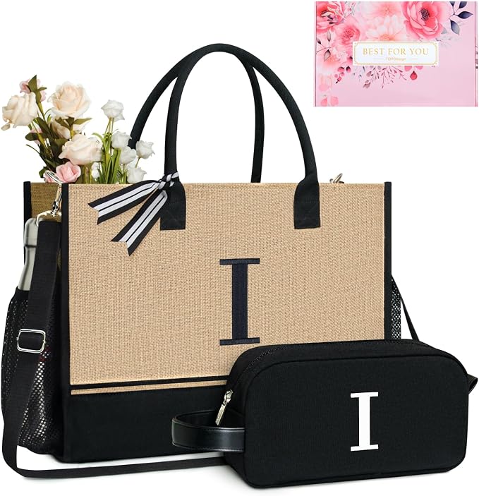 TOPDesign Personalized Initial Canvas Tote Bag, by TOPDesign