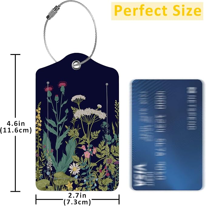 2 Pack Luggage Tags for Suitcases, Herbs and Wild Flowers Luggage Tag, PU - Image 2