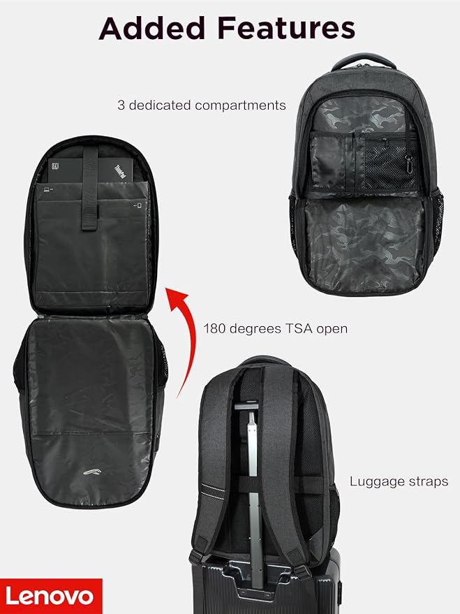Lenovo B325 Laptop Backpack, Water-Resistant Travel Backpack - Image 6