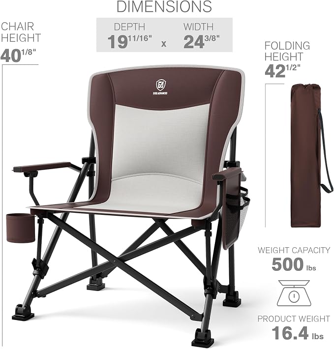 EVER ADVANCED Oversized Folding Camping Chair, - Image 7