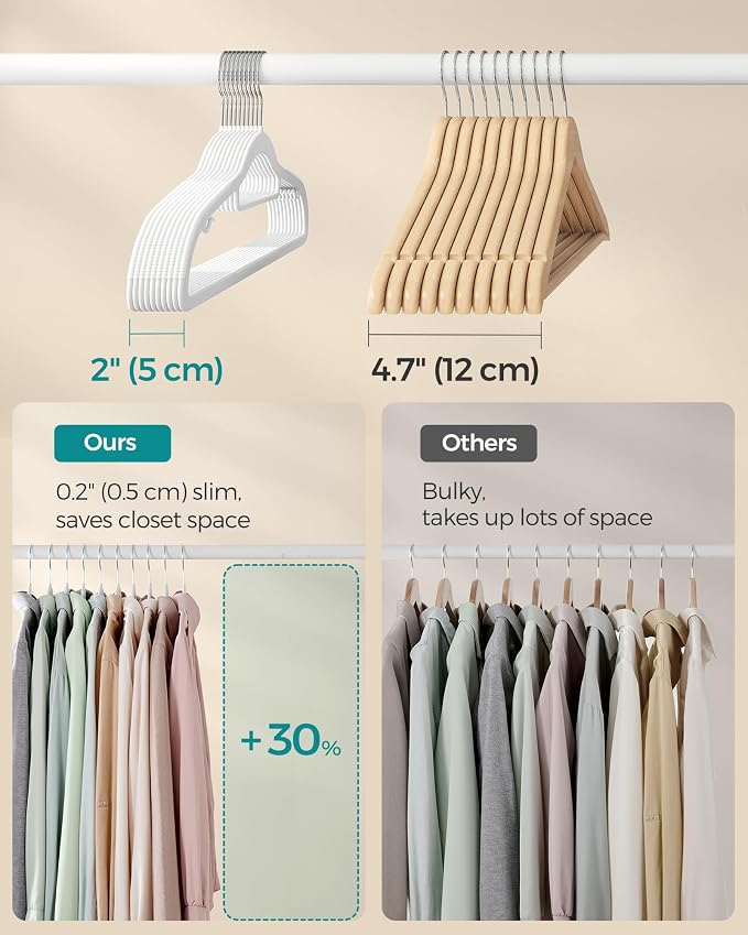 SONGMICS Pack of 50 Coat Hangers, Space-Saving Plastic Clothes Hangers - Image 4
