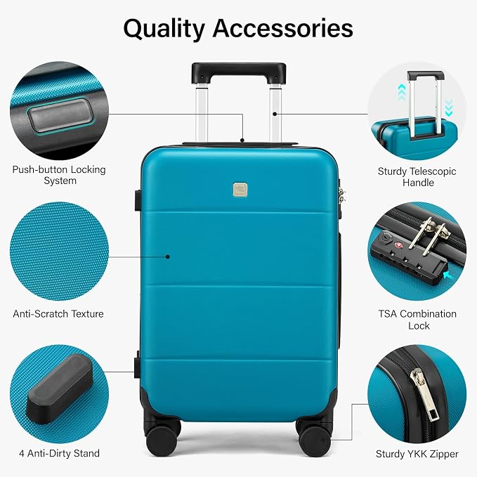 Hanke 26 Inch Checked Luggage Medium Hard Shell Suitcases - Image 3
